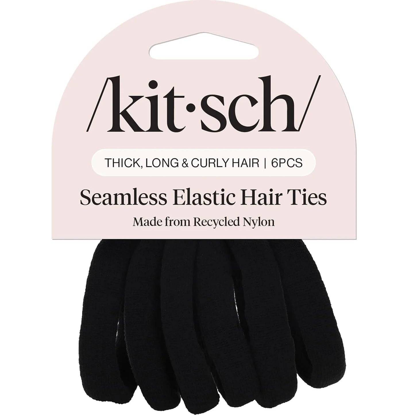 Kitsch Ribbed Hair Ties No Damage - Blush, 10pcs