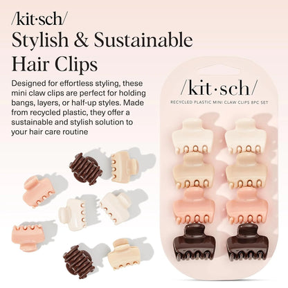 Kitsch Small Hair Clips for Women - Cute Hair Accessories - Rosewood, 8pcs