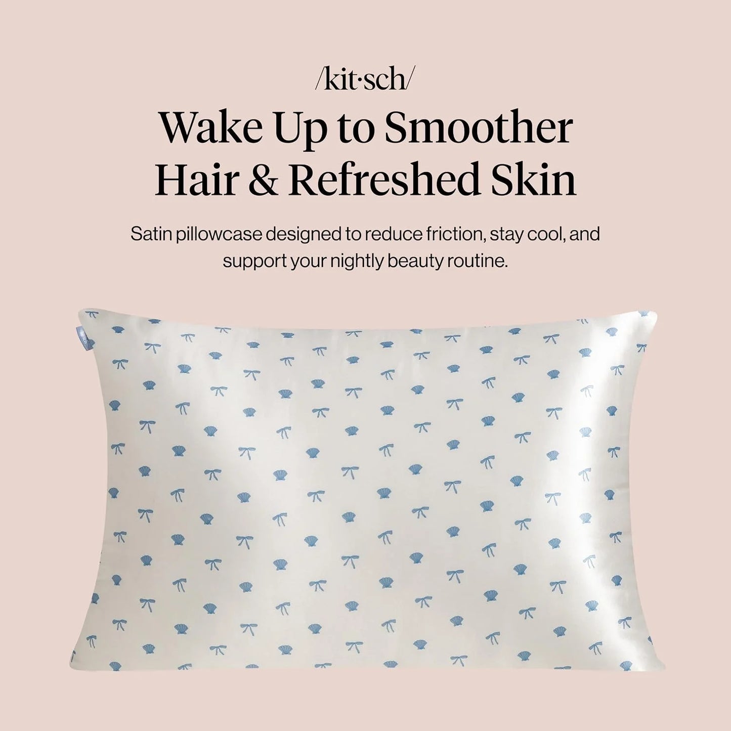 Kitsch Satin Pillowcase with Zipper - Standard Size, Haze Blue