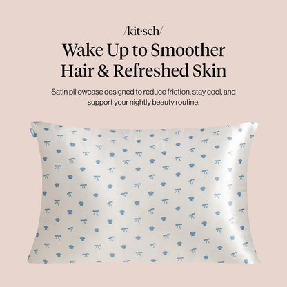 Kitsch Satin Pillowcase with Zipper - Standard Size, Haze Blue