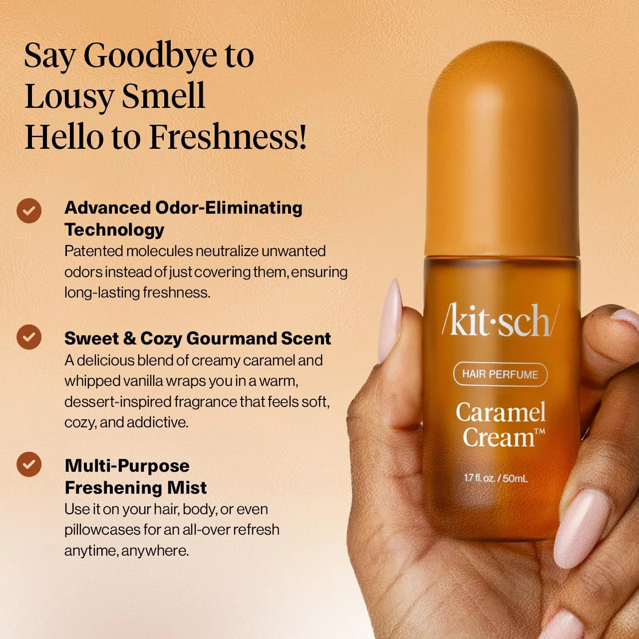 Kitsch Hair Perfume for Women – Hair Spray & Body Mist – Caramel Cream 50mL