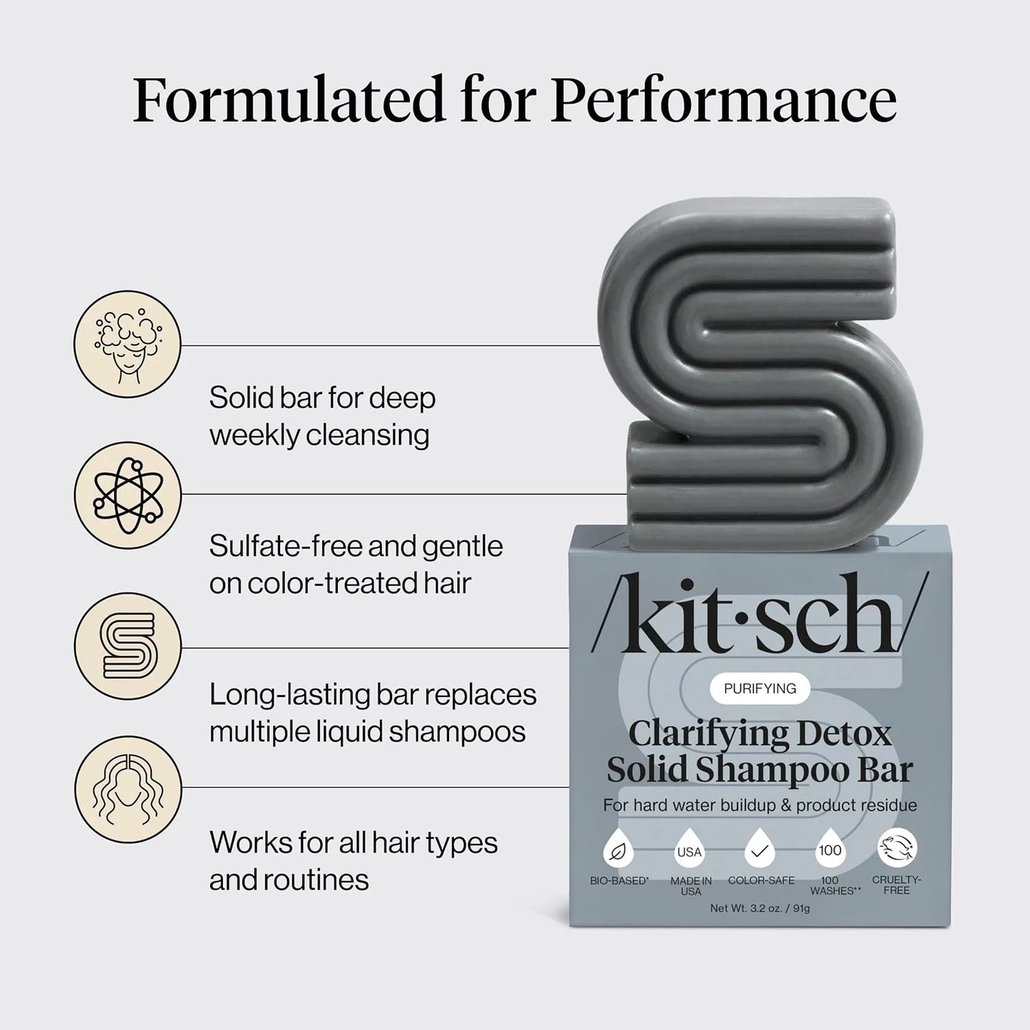 Kitsch Argan Oil Shampoo Bar Soap for Hair Growth - Made in USA, 3.2 oz