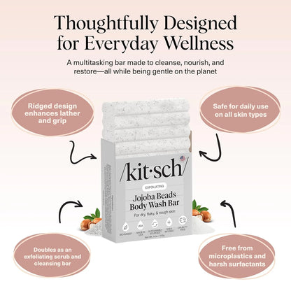 Kitsch Charcoal Soap Body Wash Bar for Cleansing – Made in USA, 4 oz