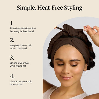 Kitsch Set & Flow Active Heatless Curling Headband For Women - Black, 1pc