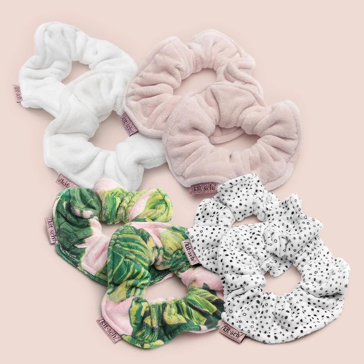 Kitsch Microfiber Quick-Dry Hair Towel Scrunchie - Micro Dot, 2pcs