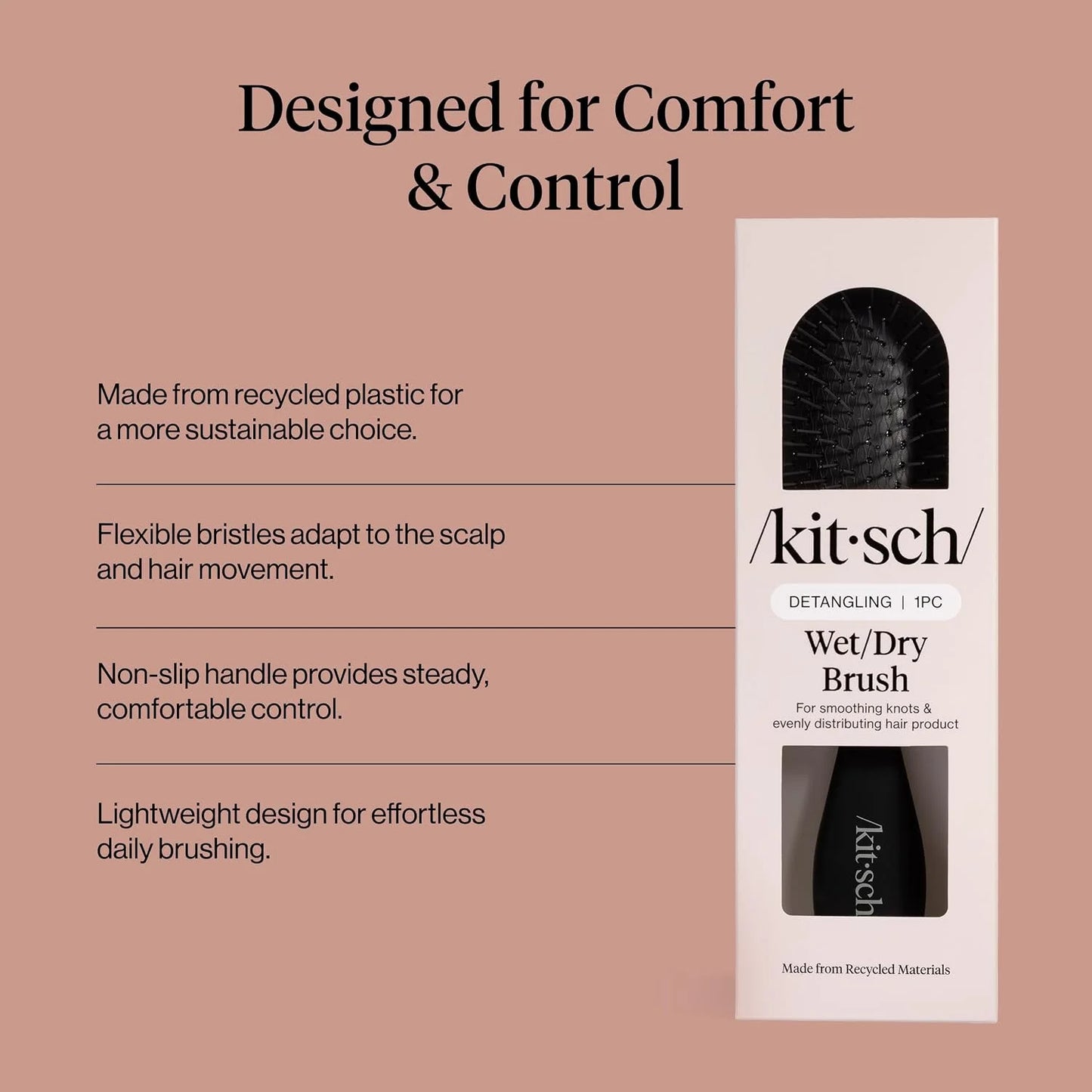Kitsch Wet Dry Brush Detangler – Hair Brush for Women - Terracotta