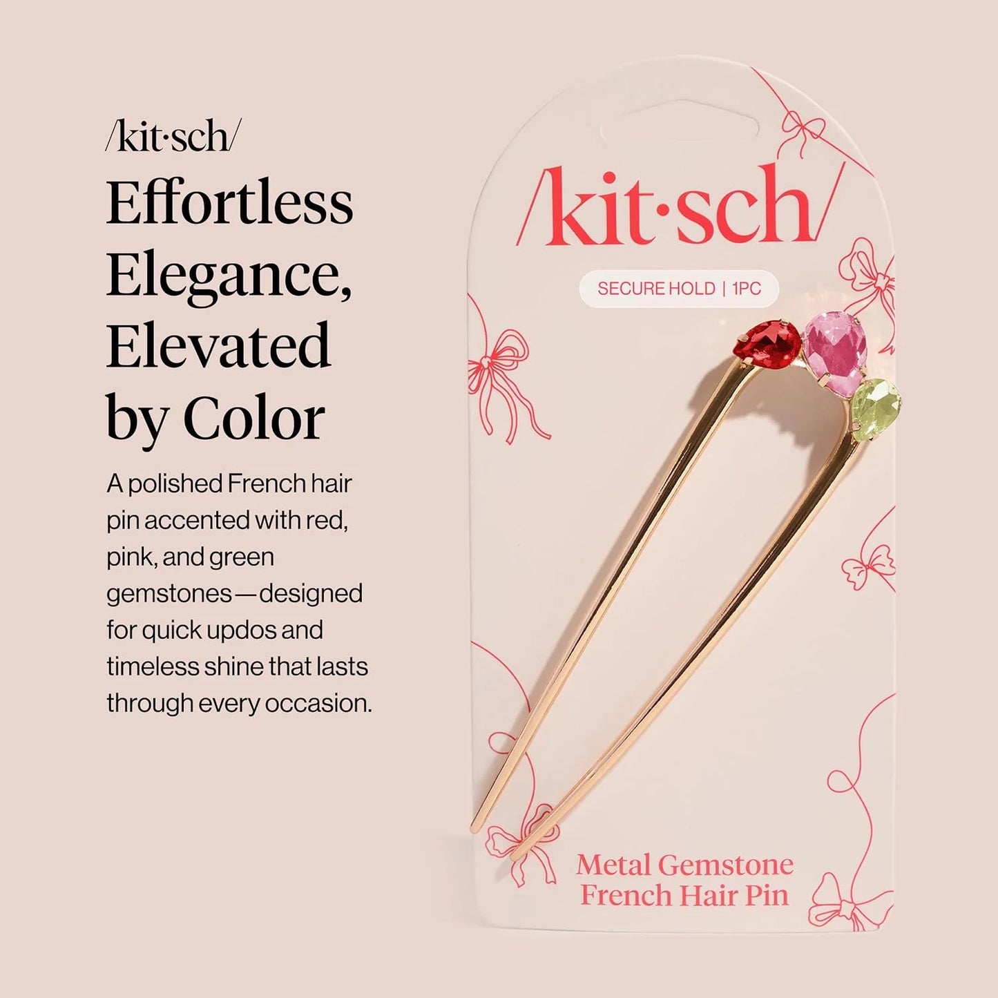 Kitsch Mini Metal French Hair Pin & Hair Clips for Women - Silver, Set of 3