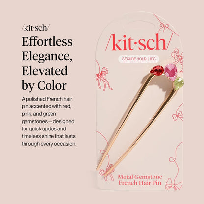 Kitsch Mini Metal French Hair Pin & Hair Clips for Women - Silver, Set of 3