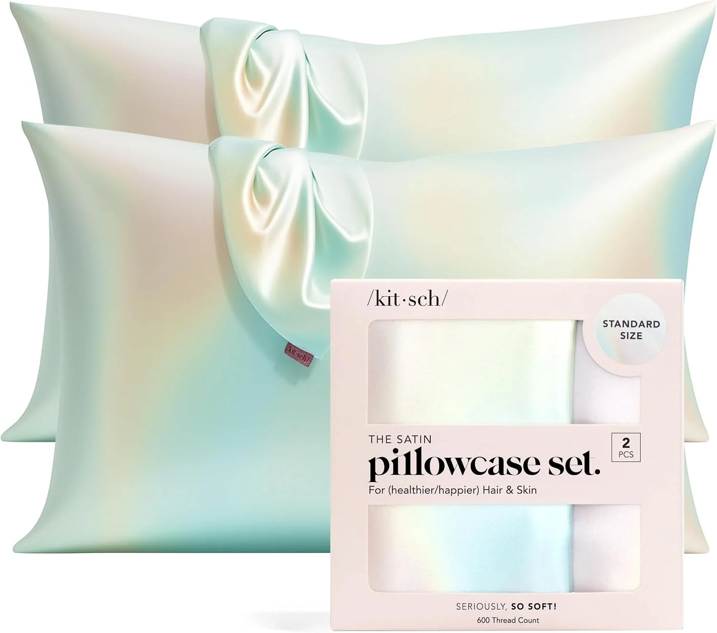 Kitsch Satin Pillowcase with Zipper - Standard Size, Haze Blue