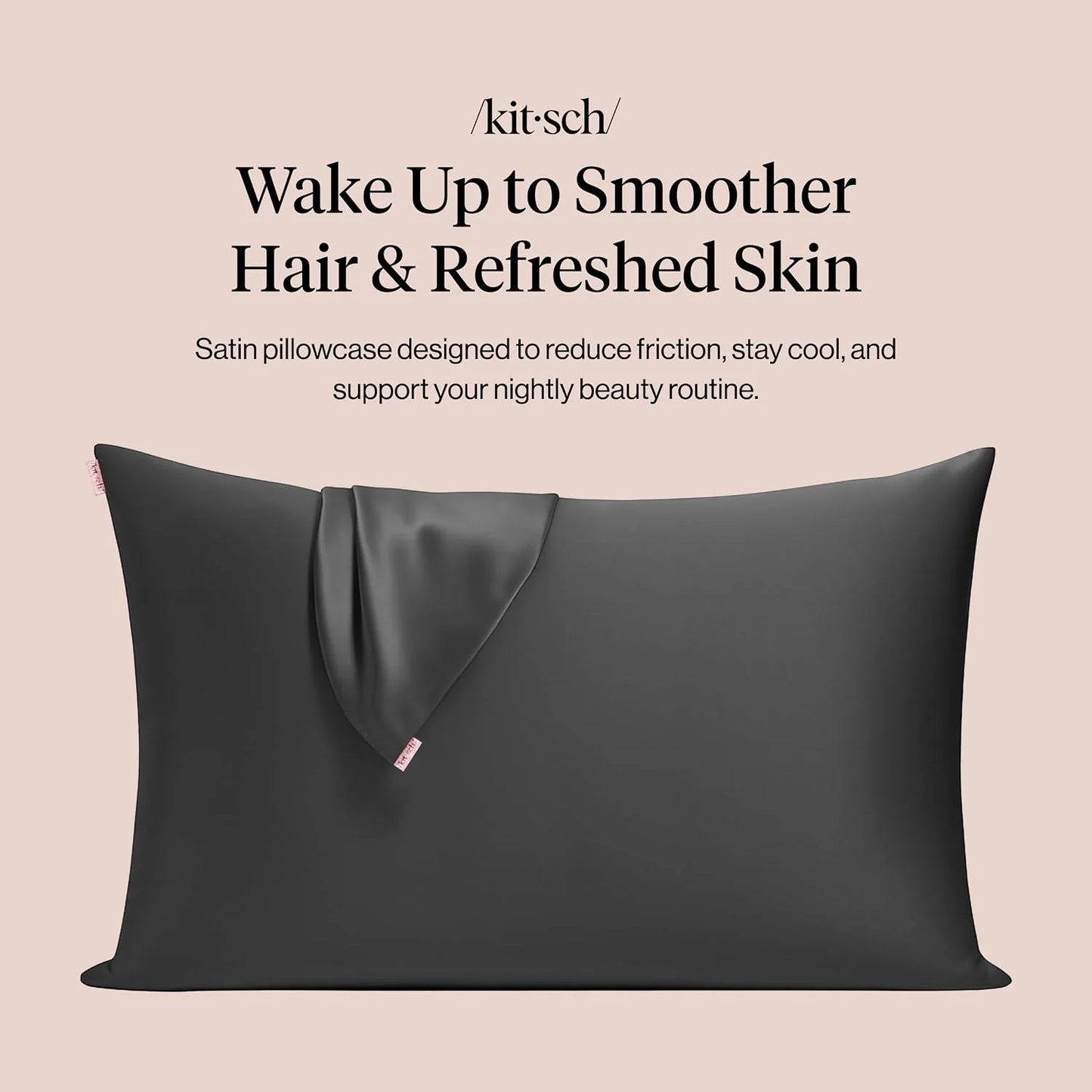 Kitsch Satin Pillowcase with Zipper - Standard Size, Haze Blue