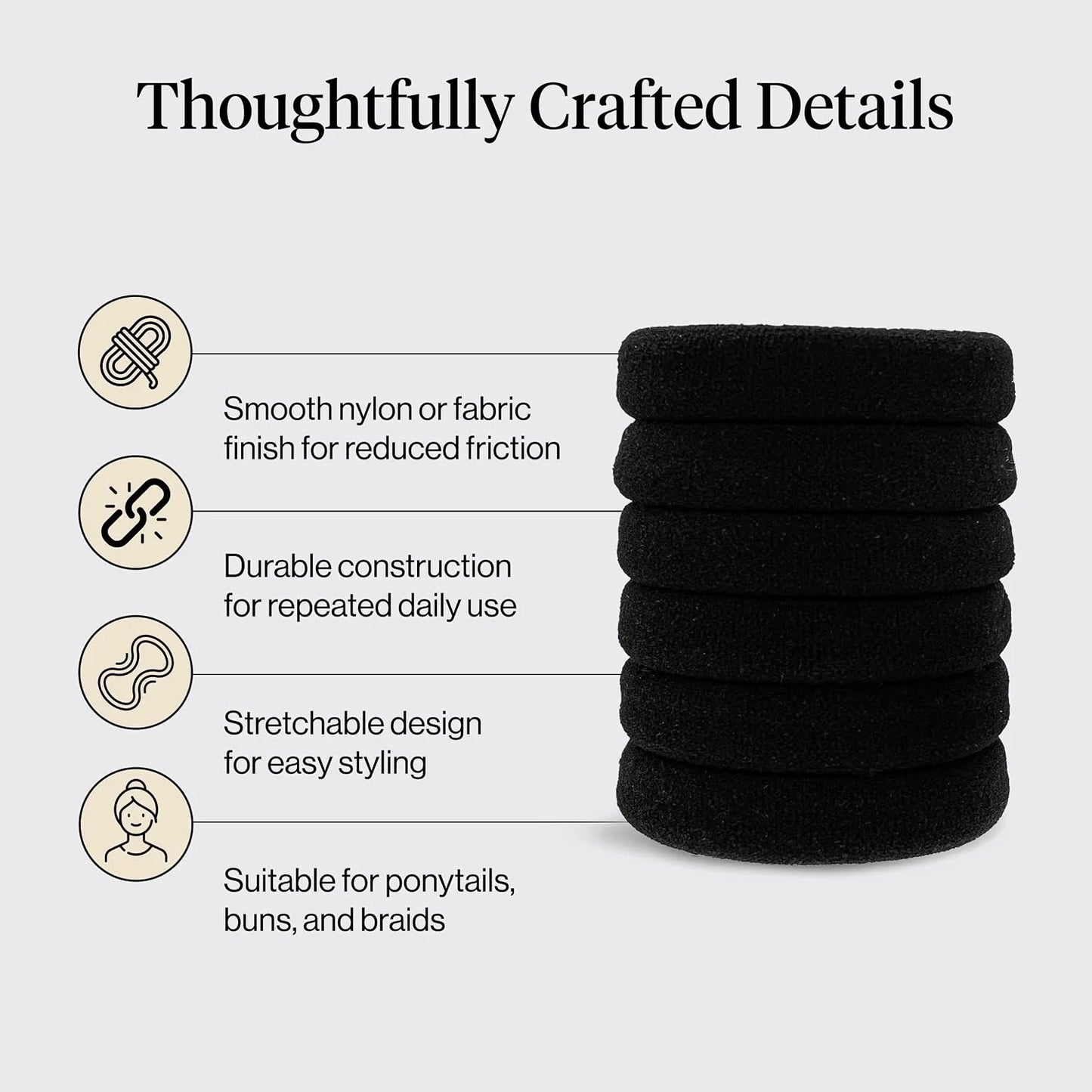 Kitsch Ribbed Hair Ties No Damage - Blush, 10pcs
