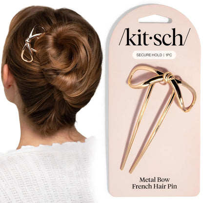 Kitsch Mini Metal French Hair Pin & Hair Clips for Women - Silver, Set of 3