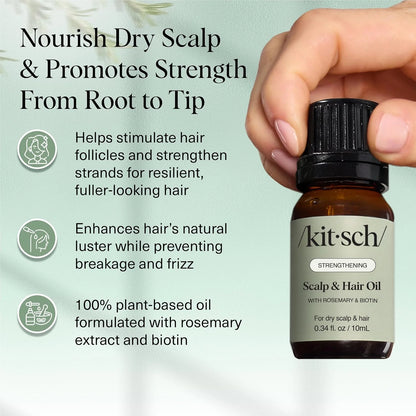 Kitsch Rosemary Oil for Hair Growth -With Castor Oil, Biotin & Jojoba- 60mL