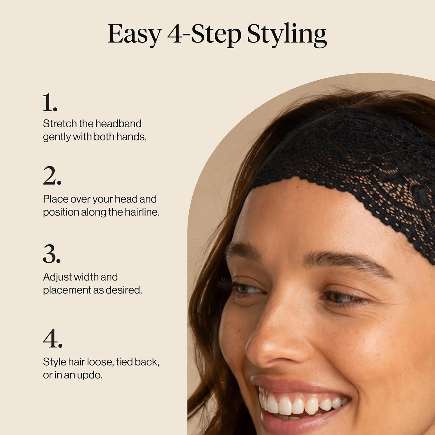 Kitsch Lace Wide Headbands for Women Non Slip - Cherry Lacquer & Dusty Pink