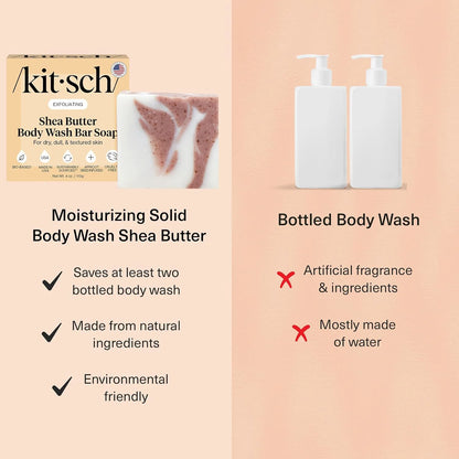 Kitsch Charcoal Soap Body Wash Bar for Cleansing – Made in USA, 4 oz