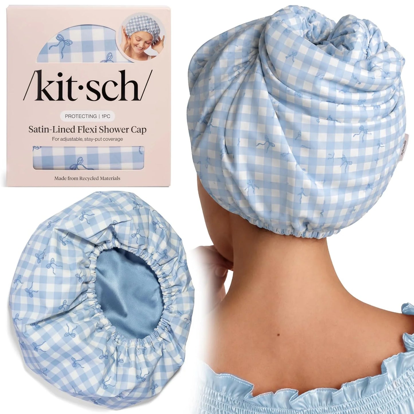 Kitsch Luxury Large Shower Cap for Women - Cherry Print
