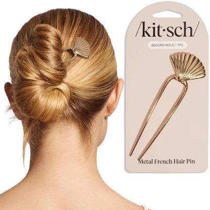 Kitsch Mini Metal French Hair Pin & Hair Clips for Women - Silver, Set of 3