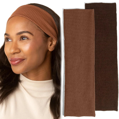Kitsch Ribbed Wide Headbands for Women Non Slip - Cherry & Pink, 2 pcs