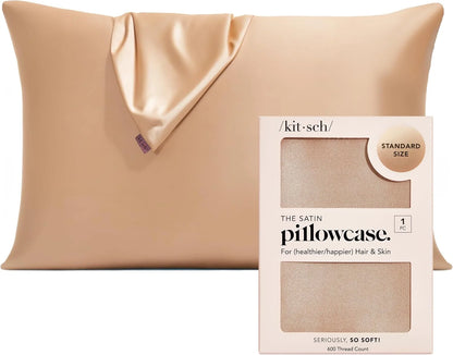 Kitsch Satin Pillowcase with Zipper - Standard Size, Haze Blue