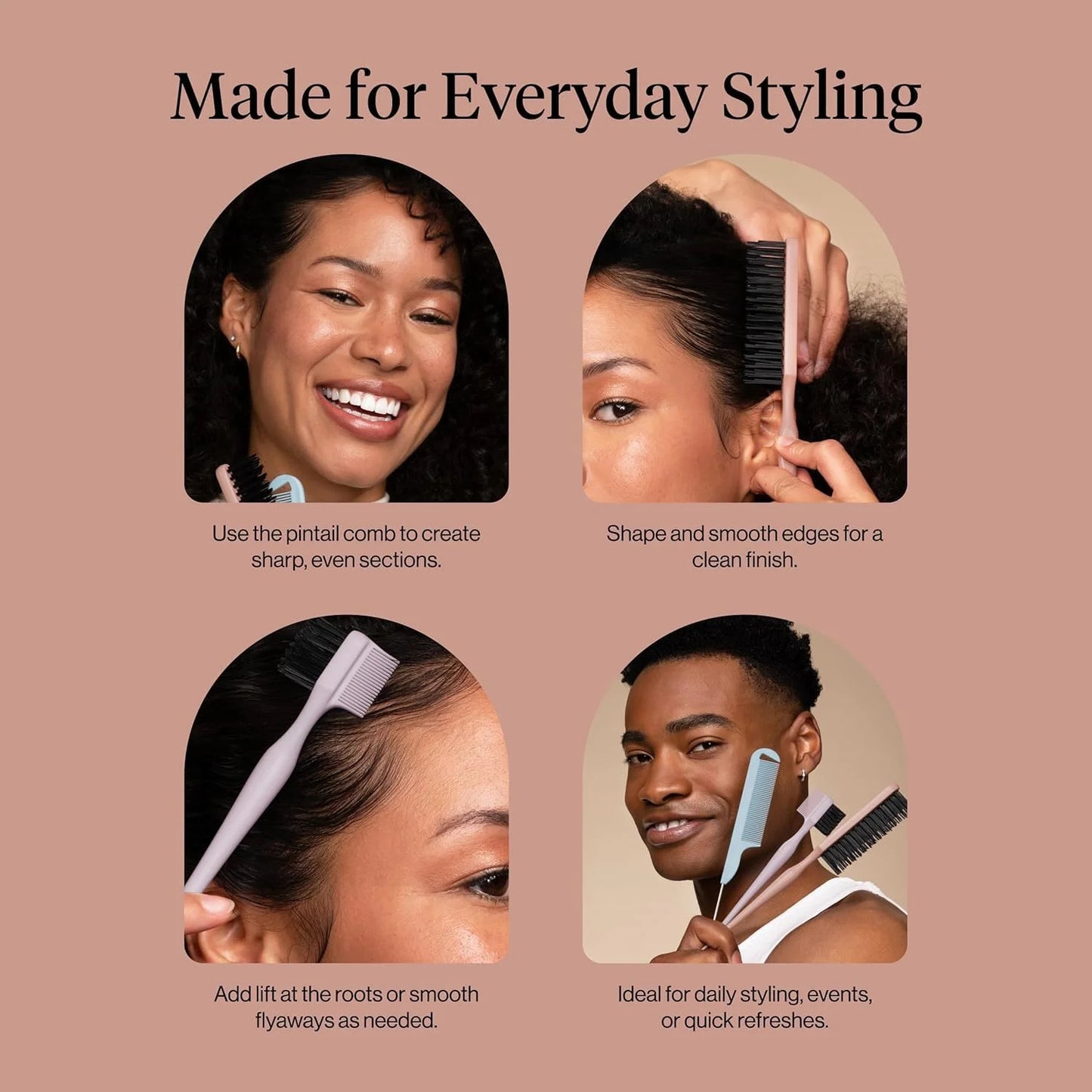 Kitsch Slick Back Hair Brush – Slick Back Brush for Styling