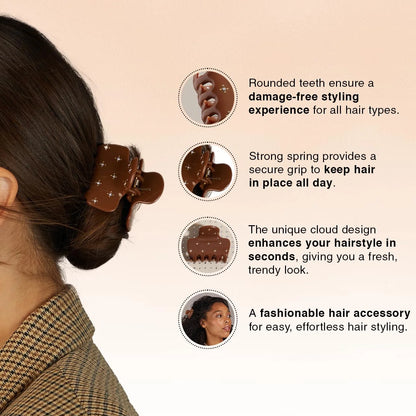 Kitsch Plastic Puffy Claw Clip - Hair Accessories For Women- Chocolate, 1pc