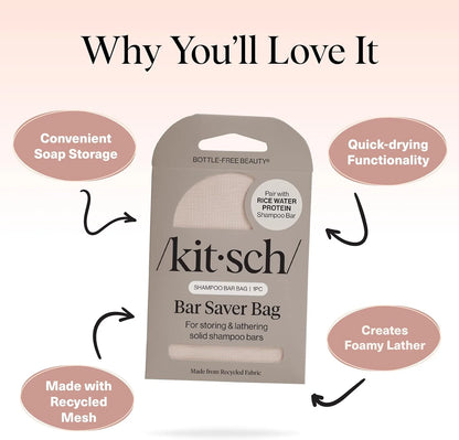 Kitsch Soap Saver Bag – Patented Mesh Bag Soap Holder with Tag Identifier