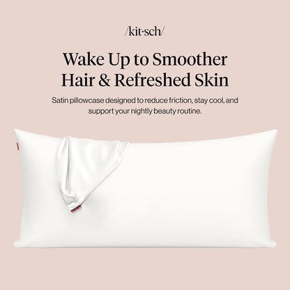 Kitsch Satin Pillowcase with Zipper - Standard Size, Haze Blue