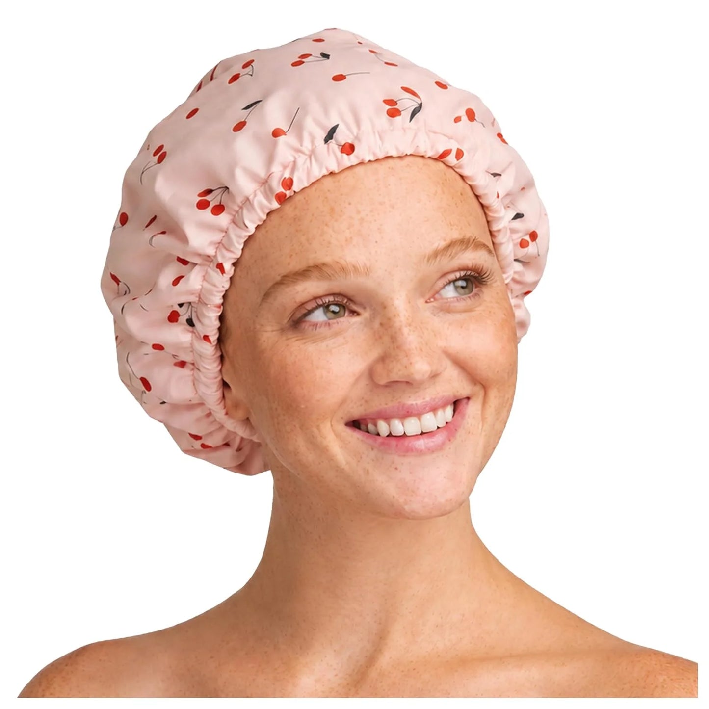 Kitsch Luxury Large Shower Cap for Women - Cherry Print