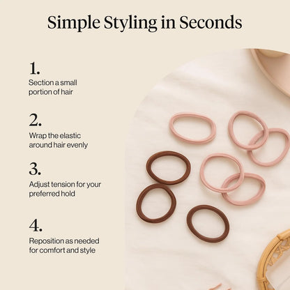 Kitsch Ribbed Hair Ties No Damage - Blush, 10pcs