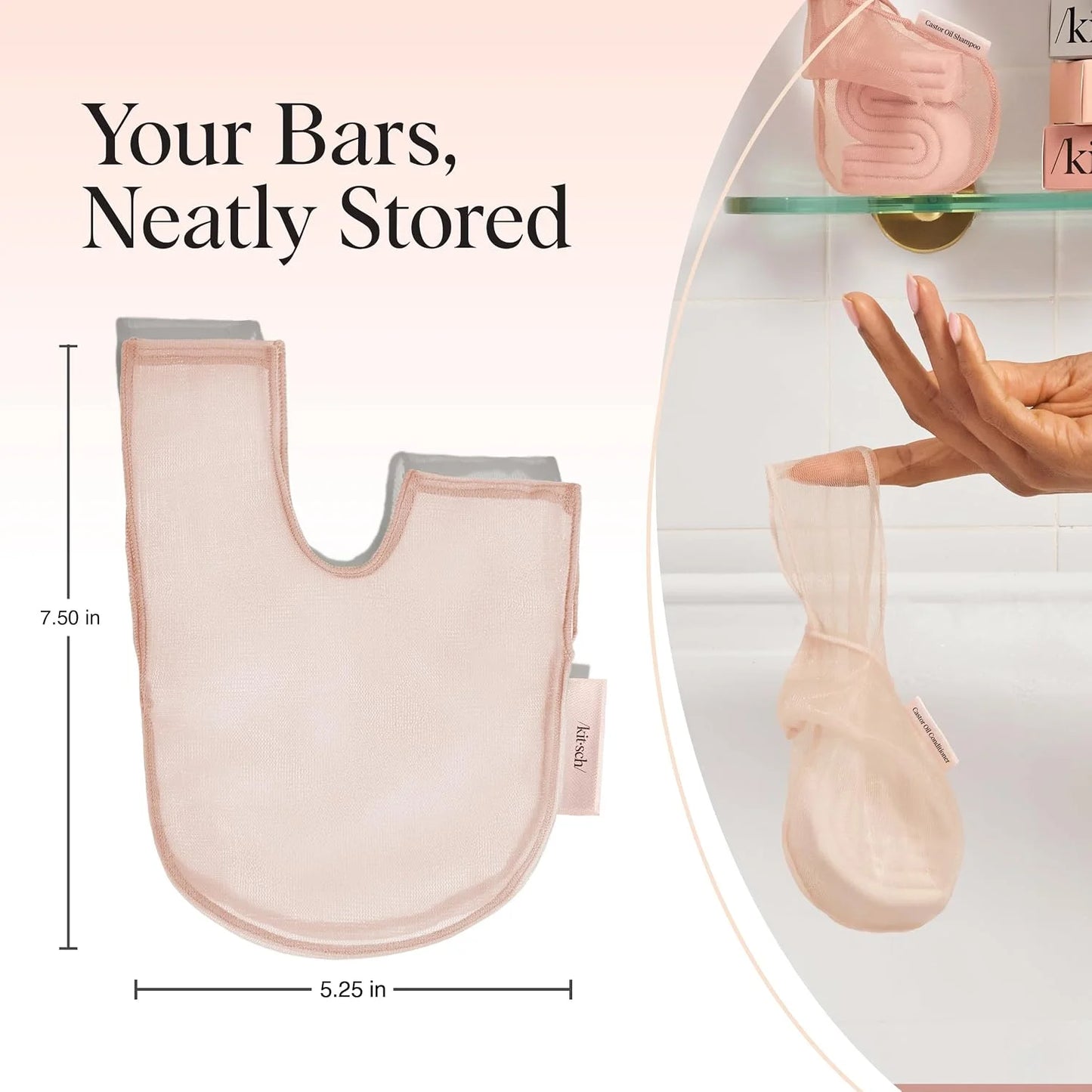 Kitsch Soap Saver Bag – Patented Mesh Bag Soap Holder with Tag Identifier