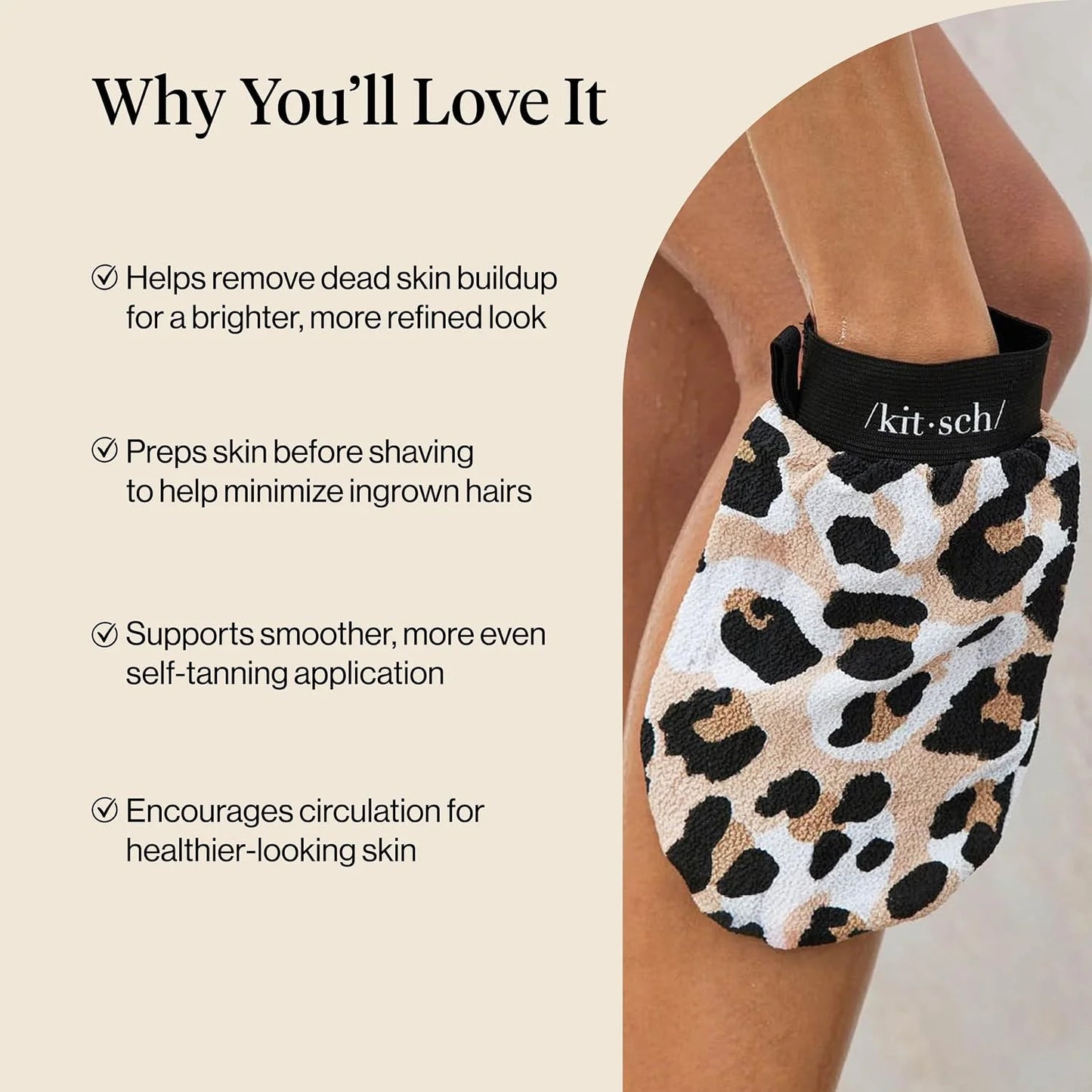 Kitsch Exfoliating Glove – Exfoliating Mitt - 1pc Black