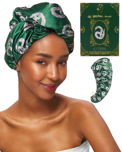 Kitsch x Harry Potter Microfiber Hair Towel Wrap for Women - Slytherin