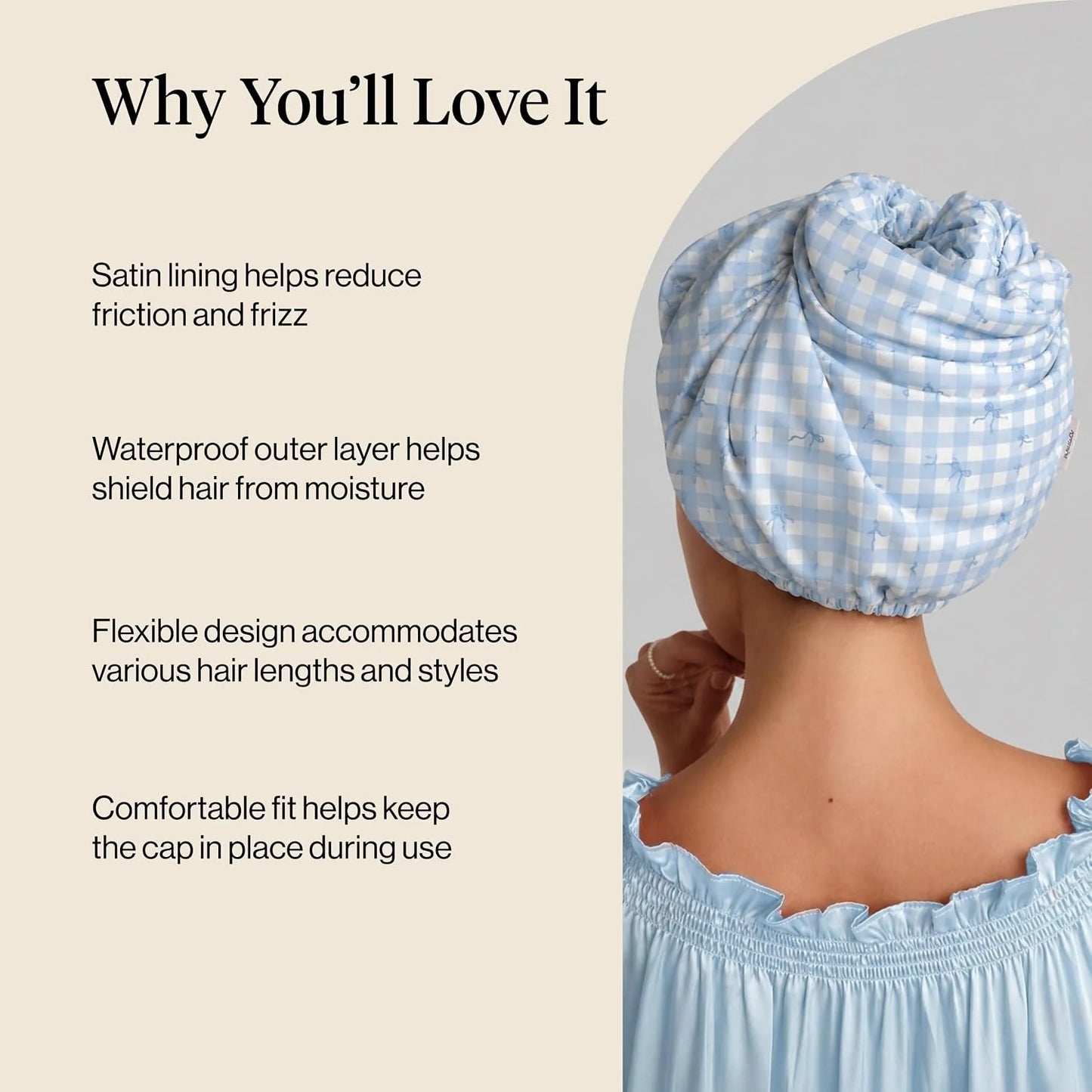 Kitsch Luxury Large Shower Cap for Women - Cherry Print