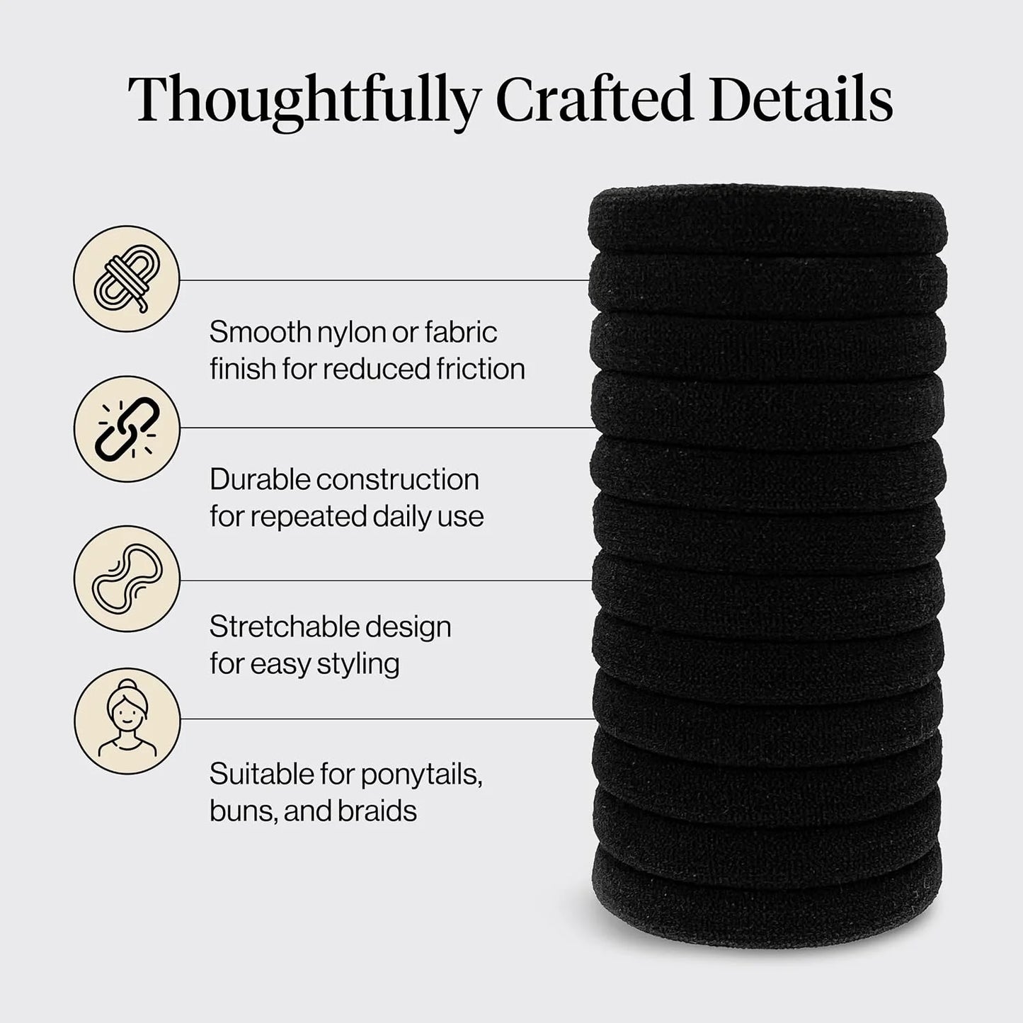 Kitsch Ribbed Hair Ties No Damage - Blush, 10pcs