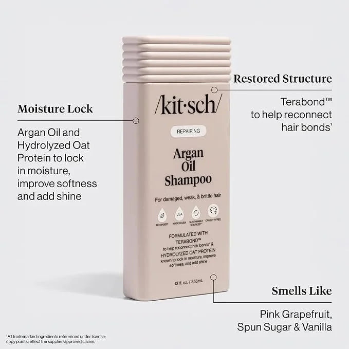 Kitsch Argan Oil Shampoo for Hair Growth – Hydrating Hair Care – 12.3 oz