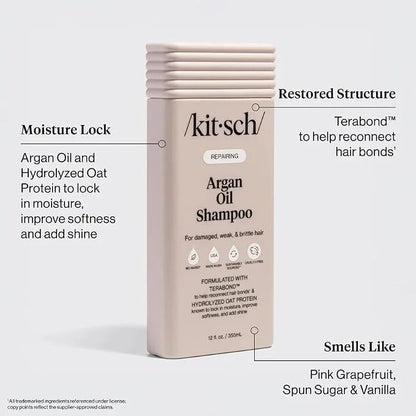 Kitsch Argan Oil Shampoo for Hair Growth – Hydrating Hair Care – 12.3 oz