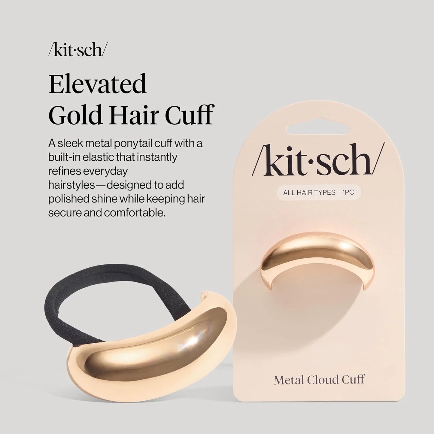 Kitsch Medium Hair Cuffs Hair Ties For Women - Black and Tort, 2pcs