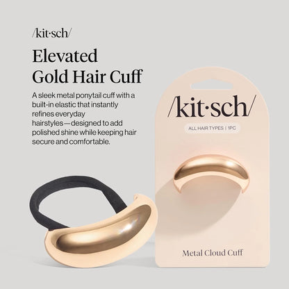 Kitsch Medium Hair Cuffs Hair Ties For Women - Black and Tort, 2pcs