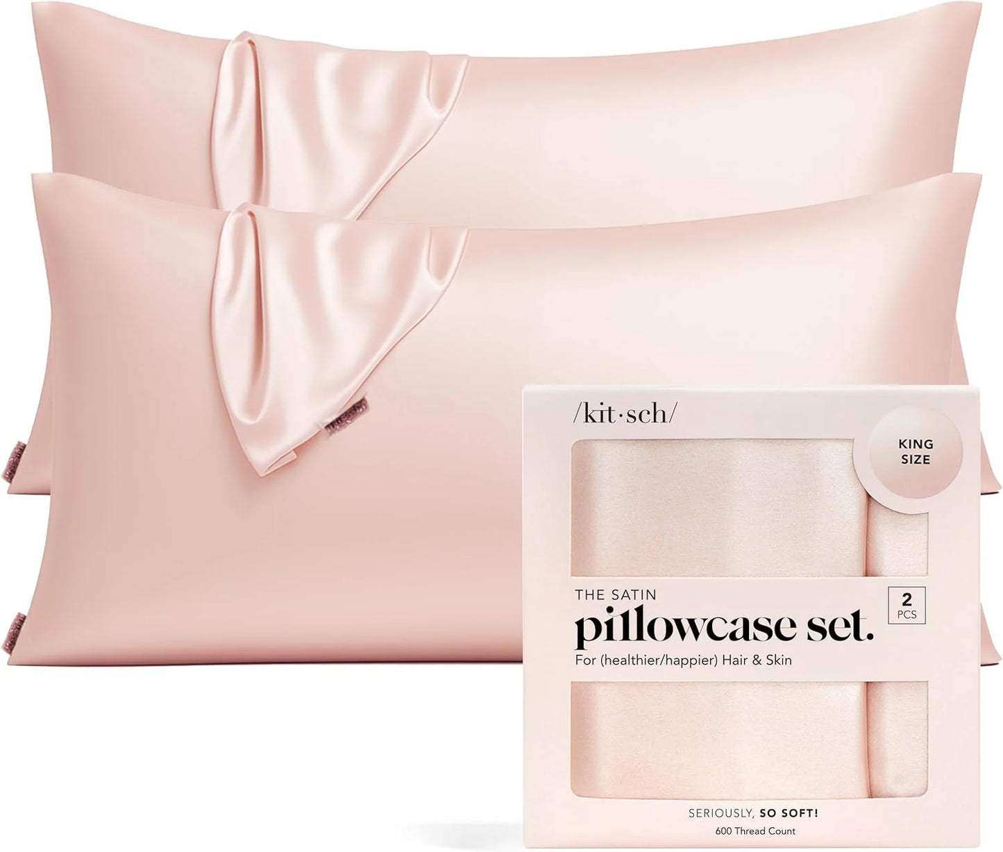Kitsch Satin Pillowcase with Zipper - Standard Size, Haze Blue
