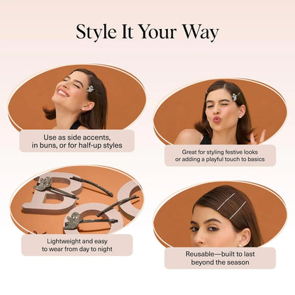 Kitsch Spiral Bobby Pins - Hair Accessories For Women - Brown, 3pcs