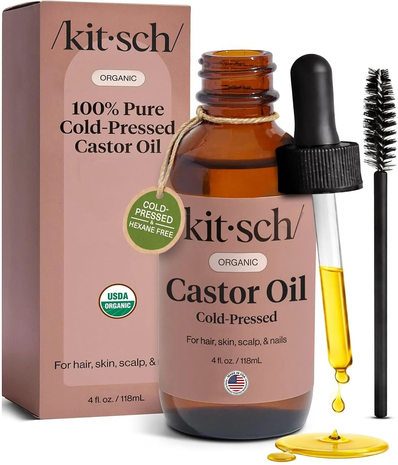 Kitsch 100% Pure Castor Oil Organic Cold Pressed - 2 oz