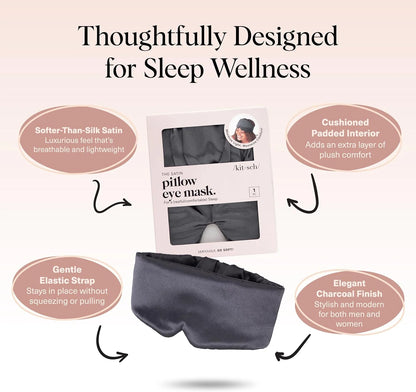 Kitsch Contour Satin Sleep Mask | Eye Masks for Sleep - Charcoal