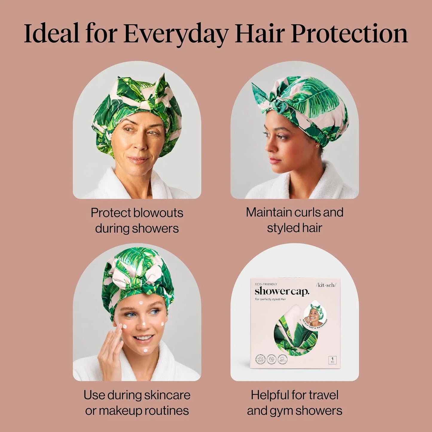 Kitsch Luxury Large Shower Cap for Women - Cherry Print