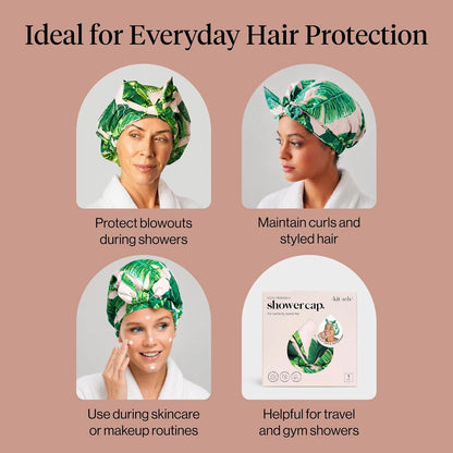 Kitsch Luxury Large Shower Cap for Women - Cherry Print