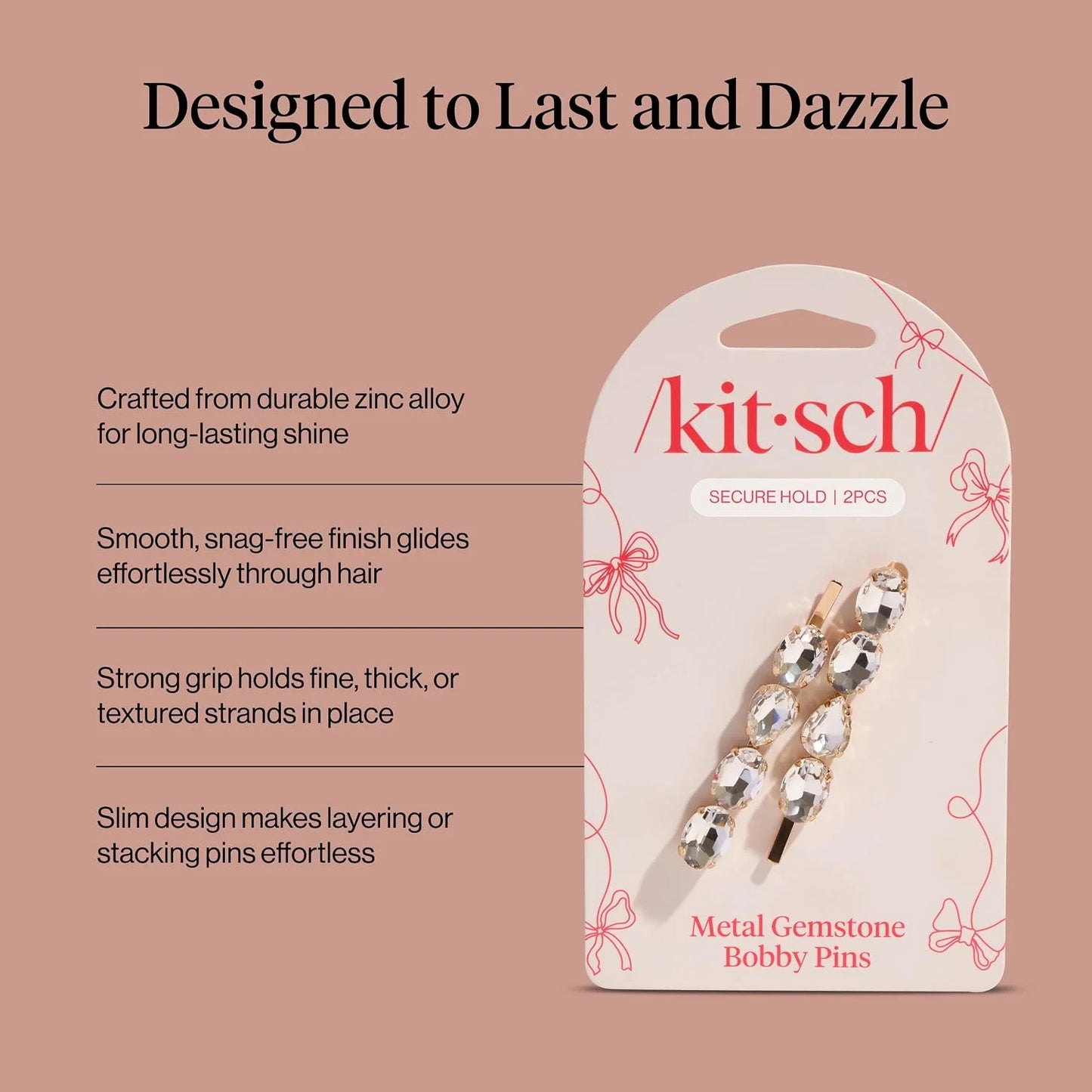 Kitsch Spiral Bobby Pins - Hair Accessories For Women - Brown, 3pcs