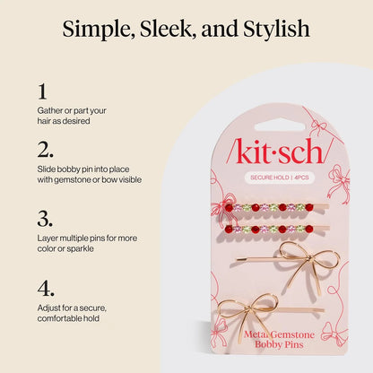 Kitsch Spiral Bobby Pins - Hair Accessories For Women - Brown, 3pcs