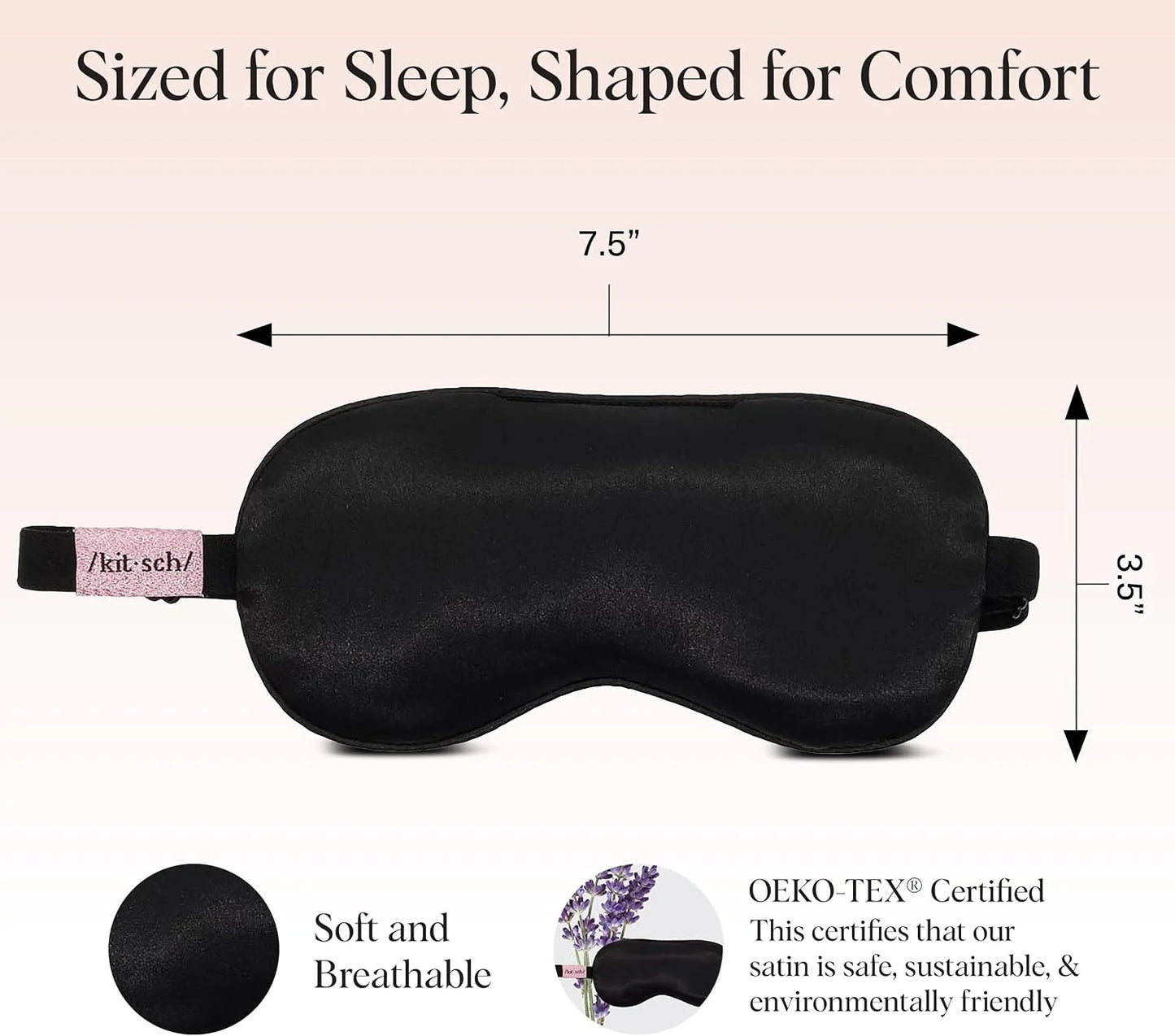 Kitsch Contour Satin Sleep Mask | Eye Masks for Sleep - Charcoal