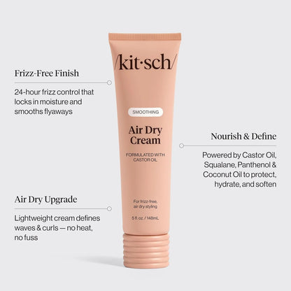 Kitsch Smoothing Air Dry Cream – With Castor Oil & Coconut Oil - 5 oz