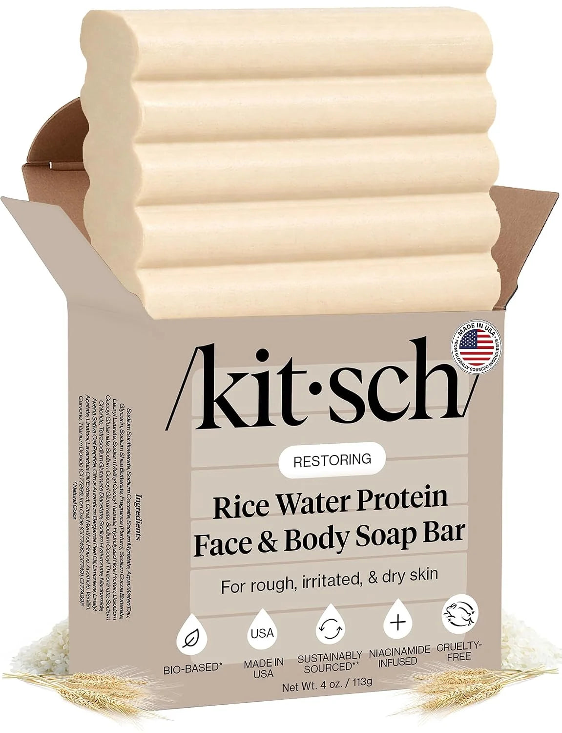 Kitsch Charcoal Soap Body Wash Bar for Cleansing – Made in USA, 4 oz