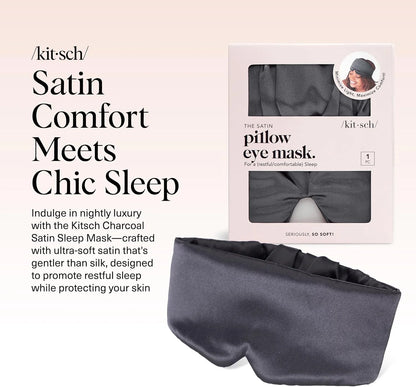 Kitsch Contour Satin Sleep Mask | Eye Masks for Sleep - Charcoal